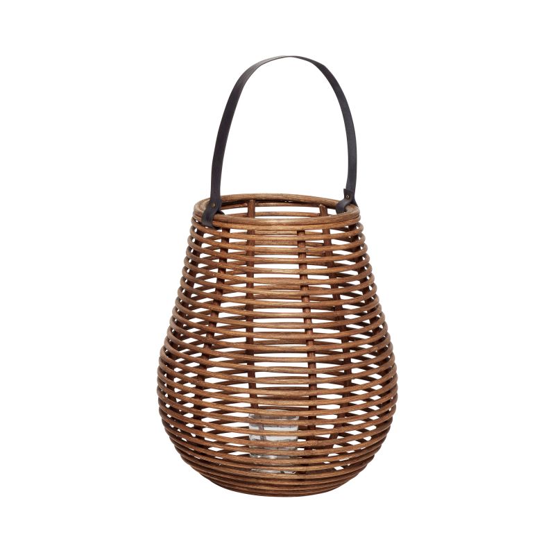 Laterne aus Rattan mit Glaseinsatz und Tragegriff, hübsche Dekoration für Innenräume.